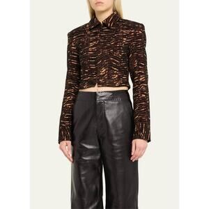 Ulla Johnson Adoni Cropped Jacket in Onyx L